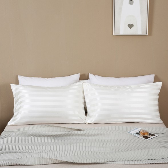 white Satin Stripe Pillowcases